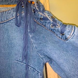 Woman’s denim shift dress